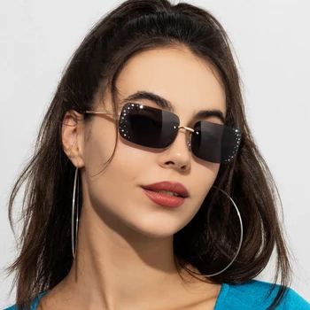 Longkeeper Fără Ramă Dreptunghi De Epocă Ochelari De Soare Pentru Femei Brand Uv400 Feminin Metal Moda Ochelari De Soare Piața Doamnelor Oculos De Sol