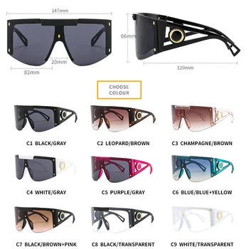 LongKeeper Trendy Supradimensionat ochelari de Soare pentru Femei Brand de Lux Cadru Mare-O singură Bucată Pătrat Ochelari de Soare Barbati Punk UV400 Ochelari de Nuante