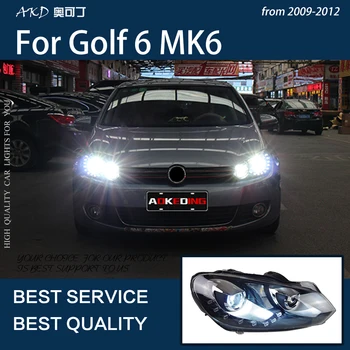 Lumini auto Pentru Golf 6 2009-2012 R20 Golf6 MK6 Auto LED Faruri de Asamblare Upgrade DRL Rupe Ochii Design Dinamic Lampă Accesorii