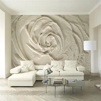 Milofi mare non-țesute tapet mural bej 3d tridimensional de flori de trandafir de relief simplu fundal TV de perete