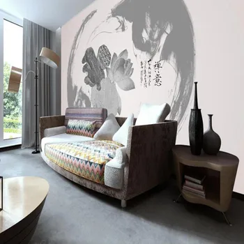 Milofi mare tapet mural personalizate 3D minimalist Zen cerneală lotus murală tapet de fundal murală