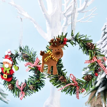 Mini-Coroană de Crăciun DIY de Crăciun Ghirlanda Ornament PVC Elan om de Zăpadă, Moș Crăciun, Pom de Crăciun Coroană de flori Agățat Ușă Fereastră Decor