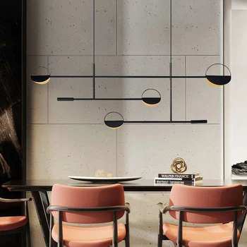 Minimalist Nordic Pandantiv cu LED-uri de Lumină Negru Sau Aur Sufragerie Lungă Lampă de Agățat Bar cafenea Designer Postmodern Corpuri