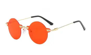 Moda fără ramă de ochelari de Soare Femei de Metal ochelari de Soare de Lux Lady Nuante UV400 rotund Ochelari de Oculos Lunette De Soleil Femme