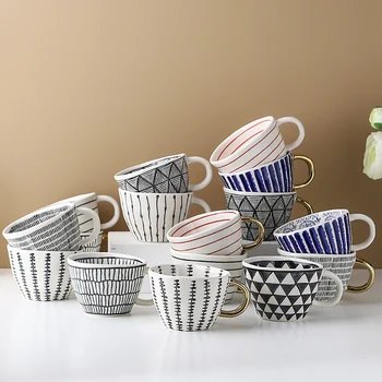 Mână-pictat Neregulate Ceramice Ceașcă de Cafea Home Office Cană Cu Mâner de Aur mic Dejun Lapte cu Suc de Ceai se Ocupe de Cana Cadou