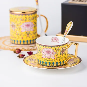 Nordic ins os de portelan cana de cafea în stil European small luxury ceașcă de cafea farfurie set ceai ceai rosu cana cana de cafea cu capac