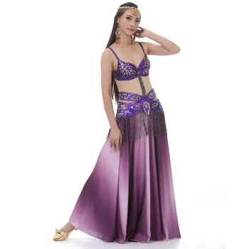 Nou spectacol de Dans din Buric, Costume de Dans Oriental Tinutele 3pcs Femei Bellydance Costum Set Sutien Fusta Centura Costum Bollywood