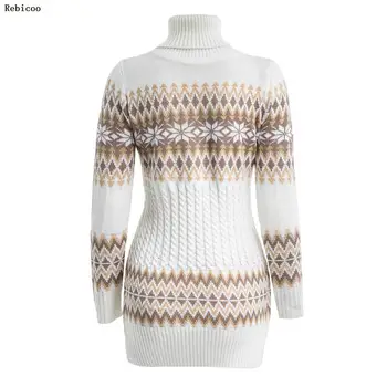 Noua toamna iarna pulover femei cald vrac rochie pulover lung de imprimare jumperi Rapid de Transport maritim