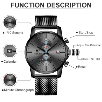 Noul Ceas Barbati de Moda Cuarț Ceasuri din Oțel Inoxidabil Plasă de Sport Ceas Cronograf Data Bărbați Ceasuri Relogio Masculino