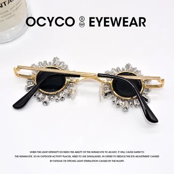 OCYCO 2022 Lux Ins Diamant Floarea-soarelui de Vară Rotund ochelari de Soare Femei de Moda Punk Doamnelor Ochelari de Soare ochelari de soare Ochelari de Nuante