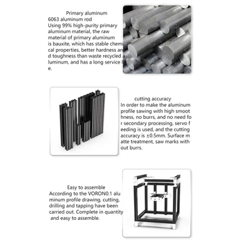 Pentru Voron V0.1 1515 Din Aluminiu Extrudare Profil Cadru Kit Anodizat Negru Exploatat Forate