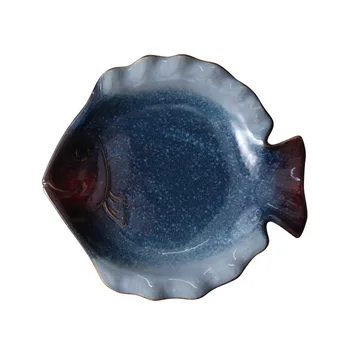 Personalitate creatoare de pește placă ceramică formă de pește placă de pește albastru placa restaurant tacamuri fel de mâncare