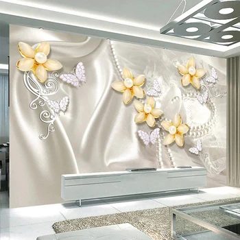 Personalizat Murală Tapet Modern, 3D Stereo Floare Perla Europeană Stil Lux Home Decor Camera de zi Dormitor Papel De Parede Sala
