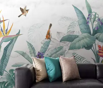 Personalizat plante tropicale flori și păsări Foto Murală Tapet Living Home Decor Pictura 3D Hârtie de Perete decor dormitor