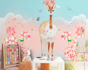 Personalizate pictura murala pentru copii cameră de fundal de perete flori și animale de desene animate pentru copii cameră Europene decorative 3d tapet