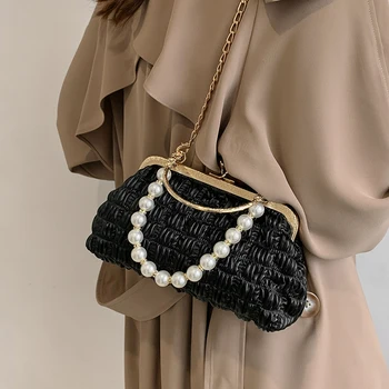 Renumitul Brand cu perla Lanț Mâner Coajă de Designer Tote Geantă de Umăr pentru Femei Ambreiaj Posete Geanta Crossbody Curea Lunga