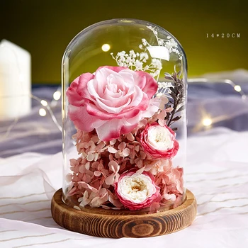 Rose Eternelle Flori Capac de Sticlă CONDUS Flori Uscate de Camera de Decorare Accesorii Cadou de Ziua Îndrăgostiților Trimite Prietena