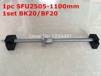 SFU2505 - 1100mm ballscrew cu sfârșitul prelucrate + BK20/BF20 Sprijinul CNC piese