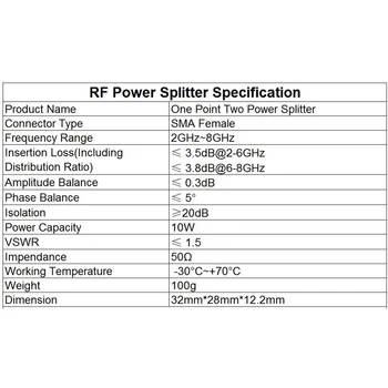 SMA Microstrip Power Splitter Un Moment dat Două 2-8GHz RF Power Splitter Combiner WIFi 10W