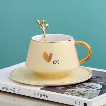 Stil European macarone ceașcă de cafea rafinat de lux lumina de aur fel de mancare domiciliu birou apa cadou