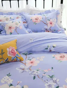 Tendința pastorală flori set de lenjerie de pat,twin plin regina regele bumbac romantic, rustic, textile acasă cuvertură de pernă acoperă plapuma