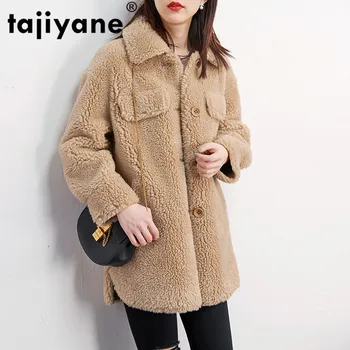 Toamna Haina De Iarna Pentru Femei Haine 2020 Haină De Blană Adevărată Streetwear Lână Sacou Coreean Epocă Topuri Piele Căptușeală Oi Shearling 3298