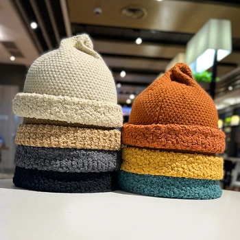 Toamna Iarna Lână Amestec Beanie Hat pentru Femei de Stradă Proprietar Capace Casual Dom Drăguț Meci Tricotate Chelioși 9 Culori 56-58cm