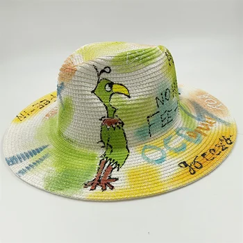 Trase de mână de Paie Pălărie de Plajă de Vară Pălărie Bărbați Femei Jazz Pălărie de Paie Pălărie de Soare pentru Femei Pălărie Panama desene animate Pălărie de Paie cu Ridicata