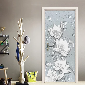 Usa PVC Autocolant Stil Chinezesc de Relief 3D Flori de Lotus Tapet Living, Dormitor, Sufragerie, Usa Decal Home Design Autocolante
