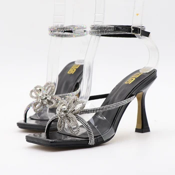 Vara Femei Sandale cu Toc sandale Arc Doamnelor Pantofi de Pietre Curea Stiletto de sex Feminin Petrecere de Nunta Sandale cx814