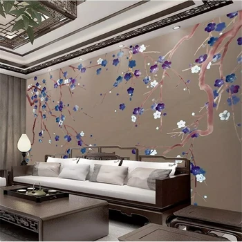 Wellyu papel de parede para quarto tapet Personalizat pictate manual nou de prune Chineză TV de perete de fundal gazete de perete decor acasă