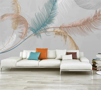 Welyu Personalizate 3d moderne de moda de lux lumina tapet pictate de aur pene albastre geometrice living TV de fundal обои