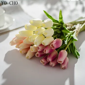 YO CHO 21pcs Mini Lalele Flori Artificiale Fermă Decor PU Atingere Reală Buchet de Nunta DIY Petrecere Decoratiuni pentru Adulți